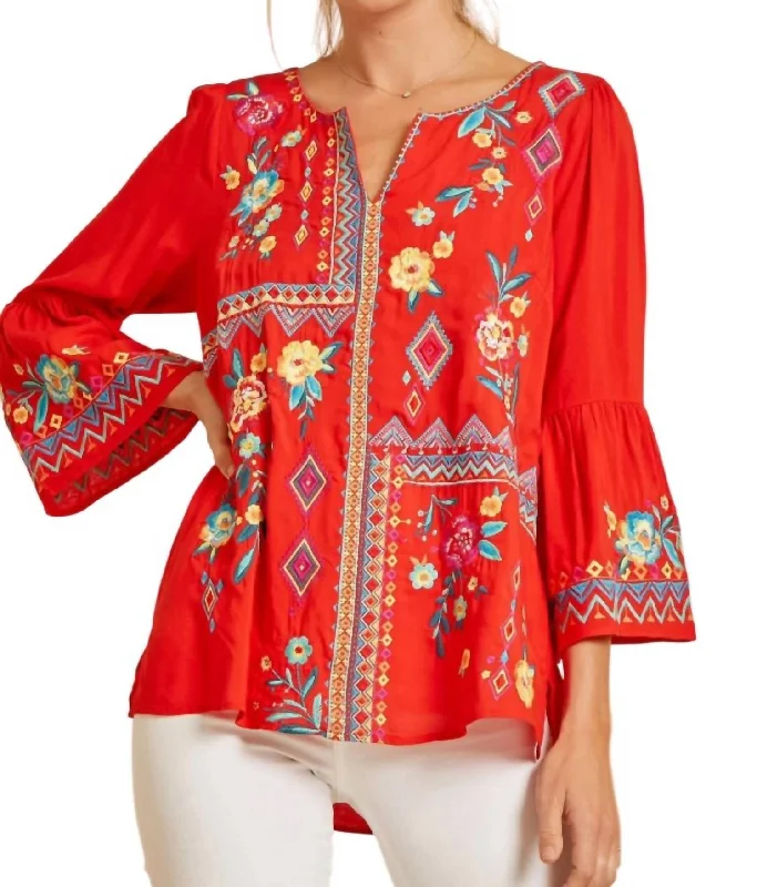 Chic Women's Outfit Ideas Patchwork Embroidered Top