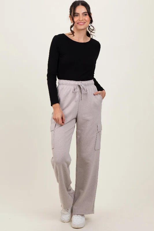 Gift Ideas Light Taupe Cargo Pocket Straight Leg Sweatpants