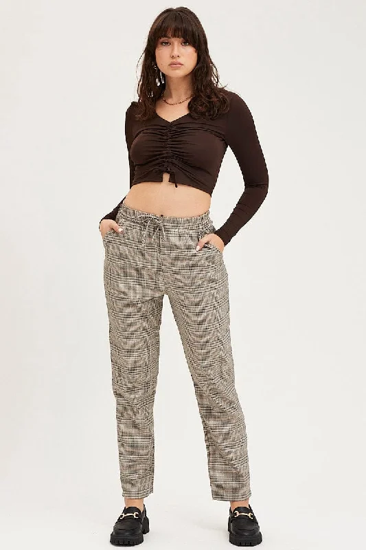 All Season Basics Discount Check Slim Pants High Rise