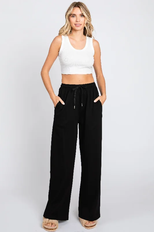 Step Ahead, Lead The Trend Black Wide Leg Joggers