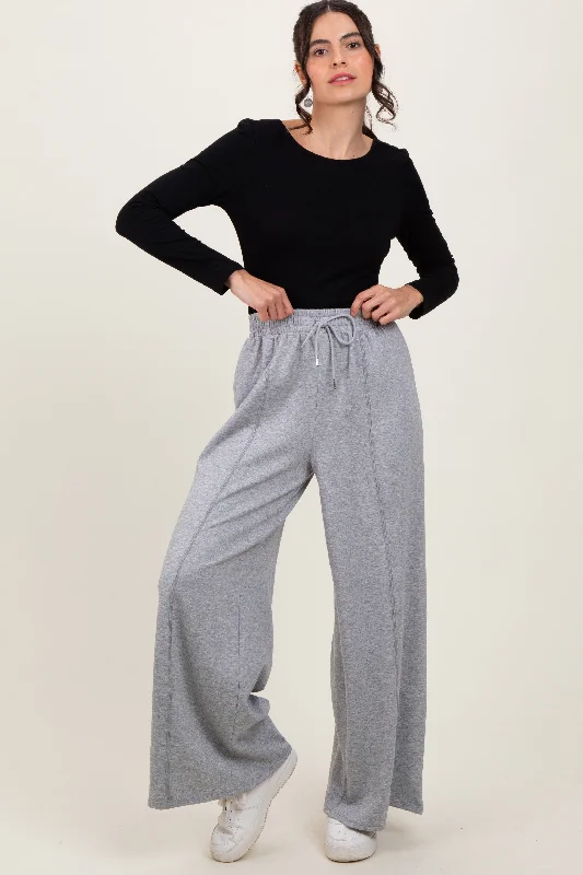 Discover Now Heather Grey Wide Leg Drawstring Sweatpants