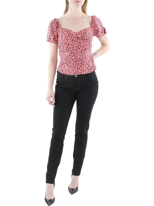 Outfits Ideas Womens Animal Print Square Neck Cropped