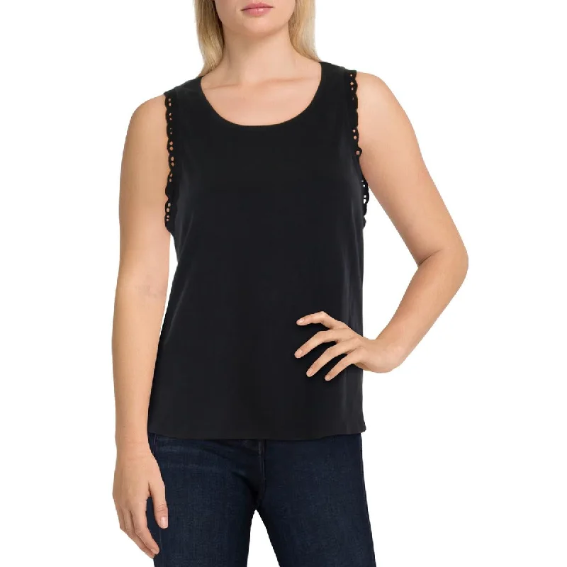 Trendy Street Style Clothing Womens Scoop Neck Lace Trim Shell