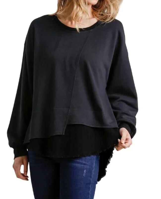 Fashion Sale Layered Frayed Hem Top In Black