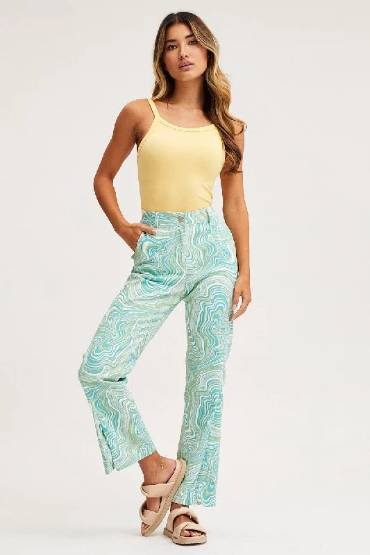 Bold Prints Casual Chic Print Wide Leg Pants High Rise