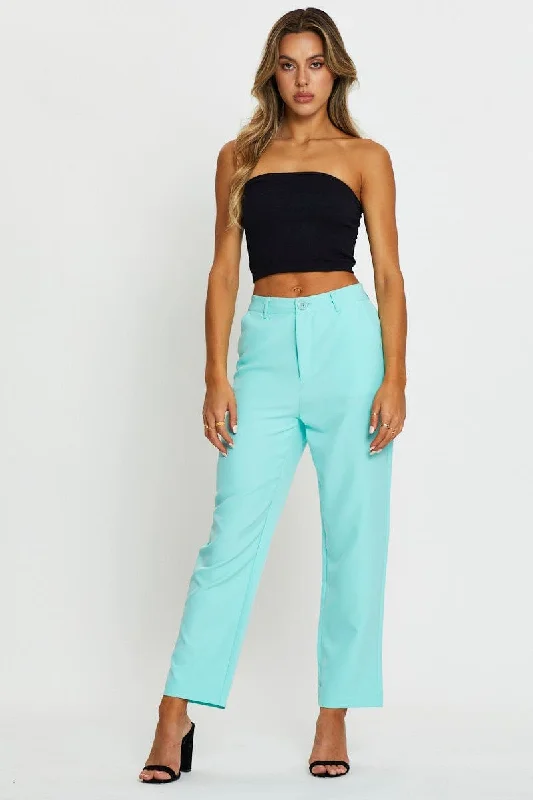 Casual Chic Green Pants Slim Leg