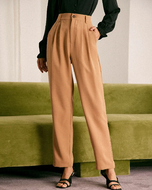 New Arrival Discount The Khaki High Waisted Pleated Tapered Pants