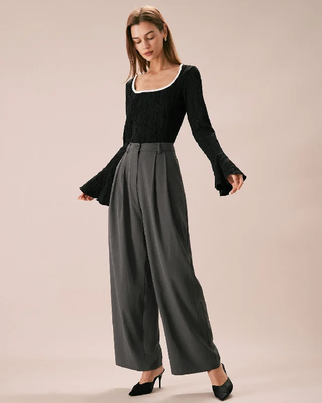 Flash Sale Or Flash Sales The Grey Pleated Button Fly Straight Pants