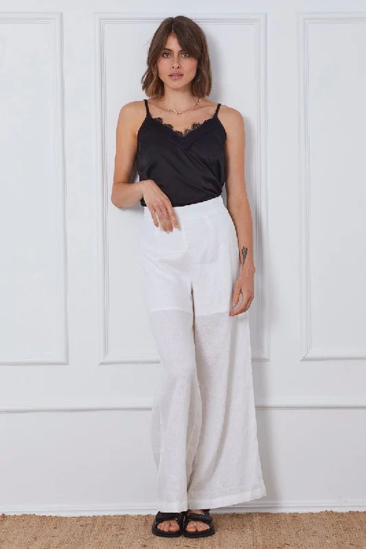 Chic And Comfortable White Wide Leg Pants High Waist