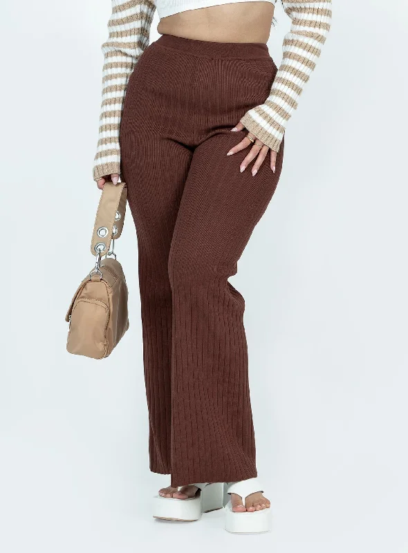 Fashion Forward Allen Ribbed Pants Brown