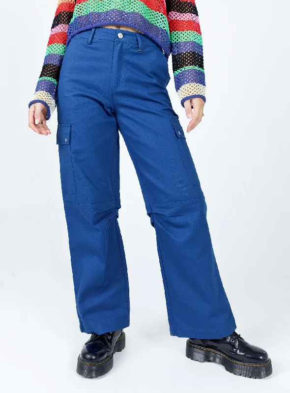 Elegant Clothing Fallout Mid Rise Cargo Pants Blue