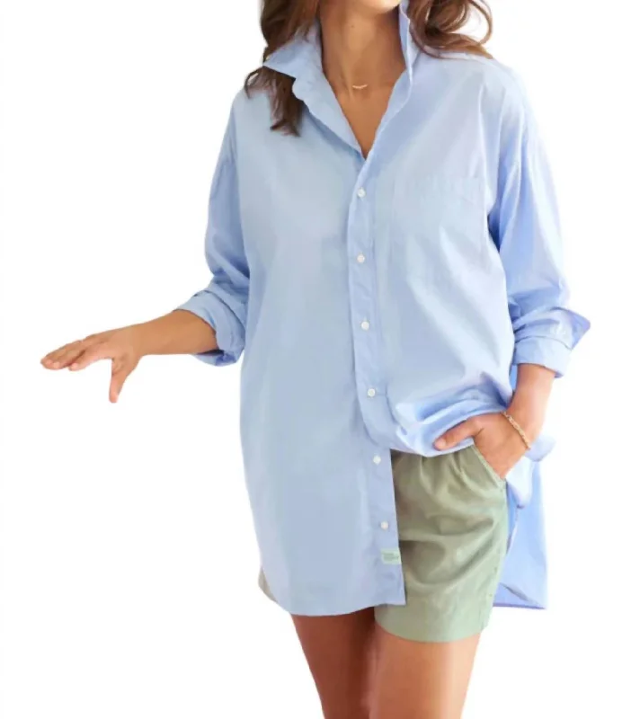 Style Breakthroughs Shirley Oversized Top In Blue End On End