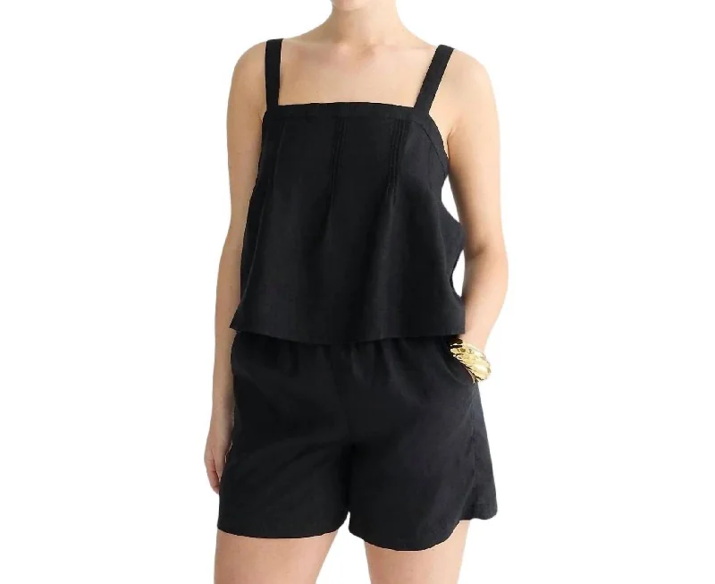 Hot Styles Bow-Back Linen Top In Black