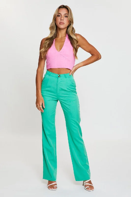 Festival Fashion Green Wide Leg Pant High Rise