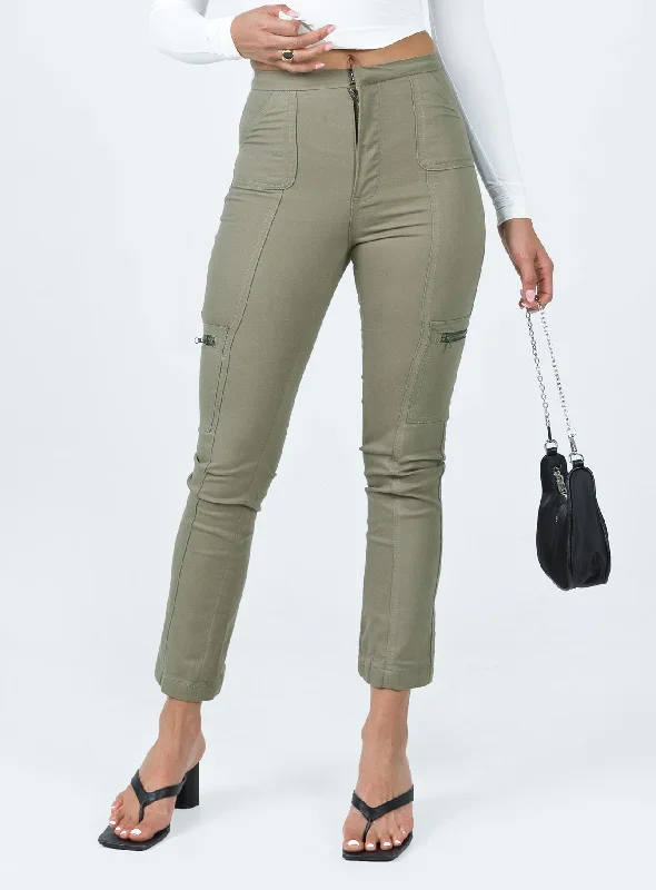 Quality Driven Apparel In Line Straight Leg Cargo Pants Green