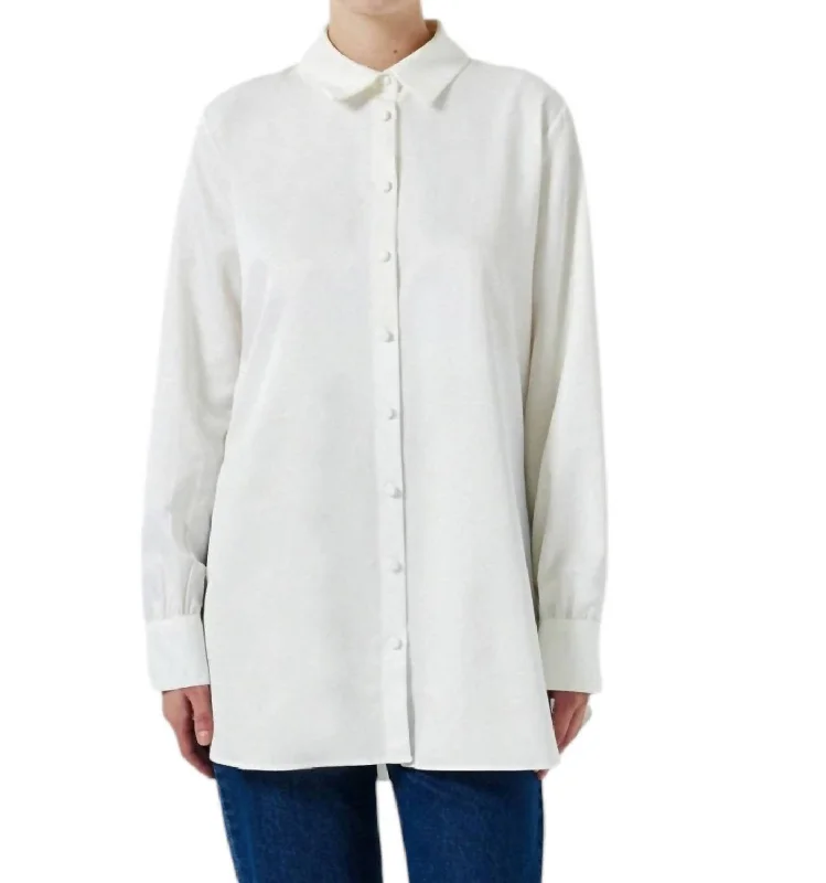 Flash Sale Now Shirt With Frill Hem Top In Ecru