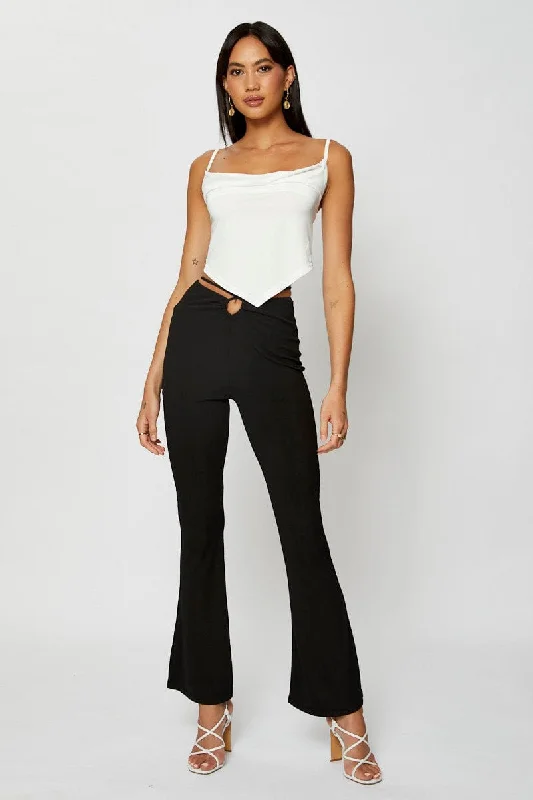 Women Apparel Black Jersey Pants Flare Leg