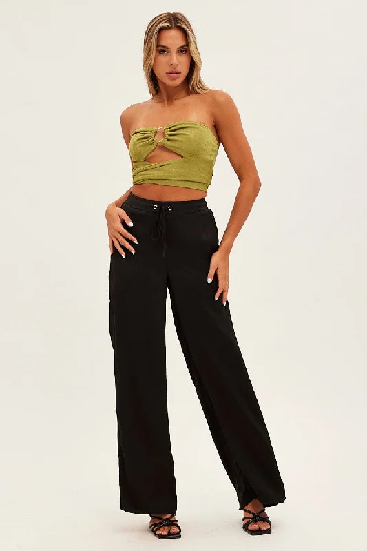 Relaxed Style Black Full Length Fluid Pant