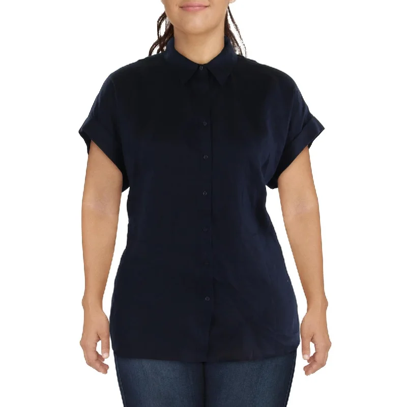 Top 10 Women's Online Clothing Stores Womens Linen Collared Button-Down Top