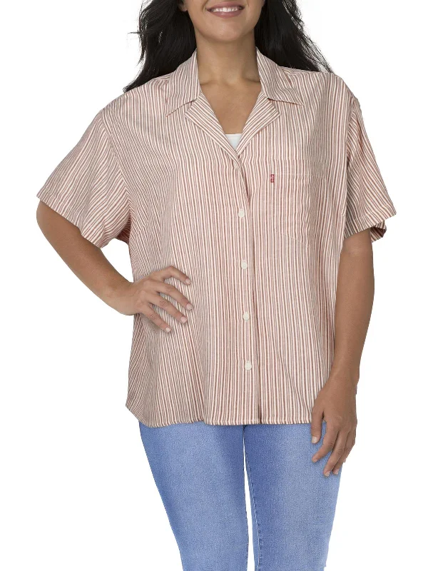 Top 10 Women's Online Clothing Stores Plus Womens Collared Striped Button-Down Top