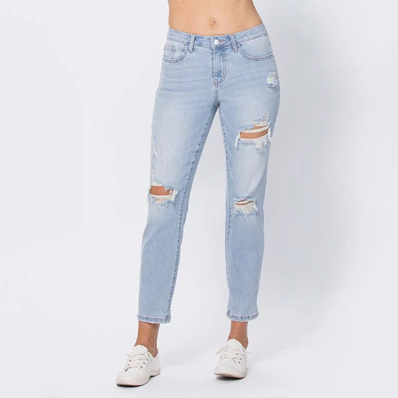Women's Relaxed Clothes Destroy Boyfriend Jeans