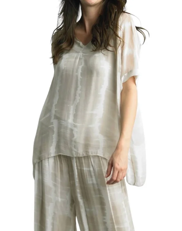 Comfortable Loungewear for Women Tye Dye Silk Top In Beige