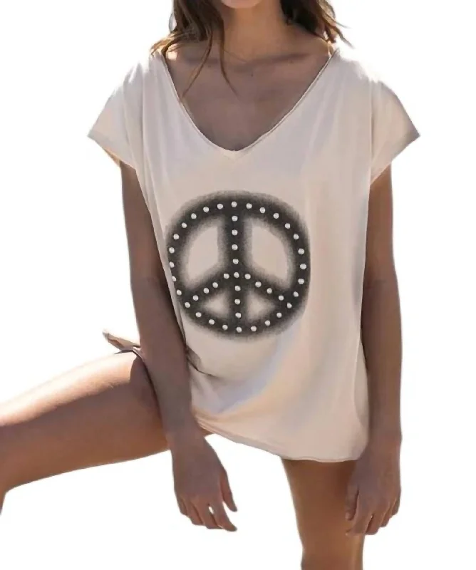 Elegant Women's Fashion Peace Stud Top In Off White