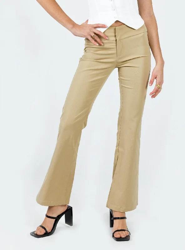 Women's Street Style Casual Wear Tabithia Low Rise Pants Beige