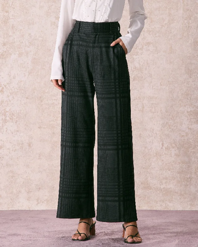 Trendy Online Boutiques The Grey High Waisted Plaid Wide Leg Pants