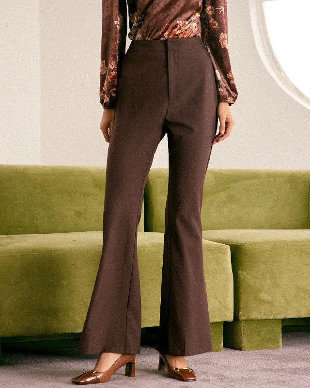 Clothes Sales The Coffee Zip Fly High-waisted Flare Pants