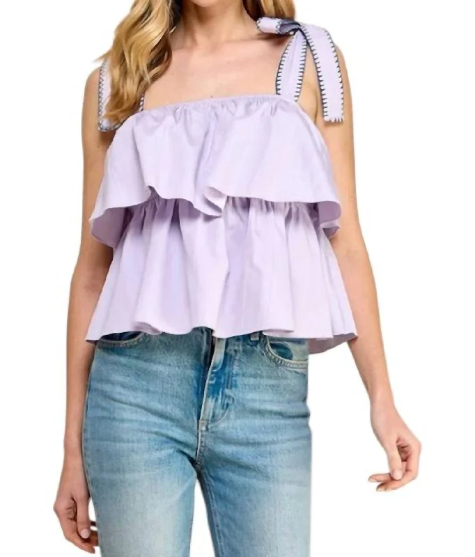 Massive Savings Tiered Ruffle Top In Lavender