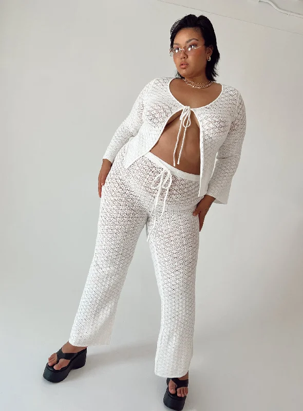 Festival Fashion Wild & Free Crochet Pants Curve White