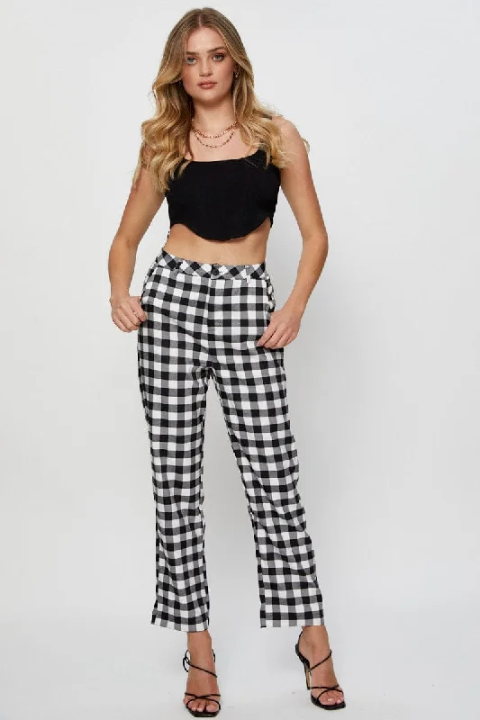 Top Deals Check Slim Pants High Rise