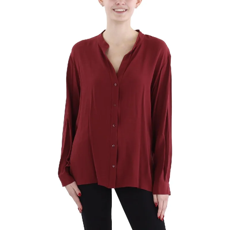 Athleisure Wear Special Offer Womens Silk Collar Button-Down Top