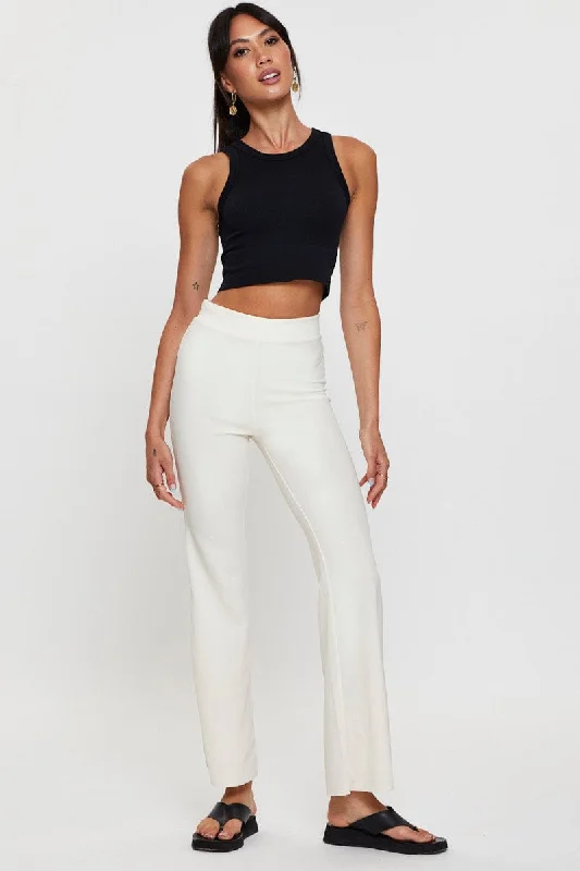 Best Sellers White Flare Pants High Rise