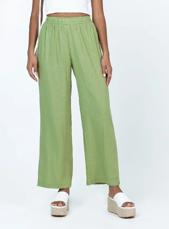 Travel Essentials Louis Linen Blend Pants Light Green