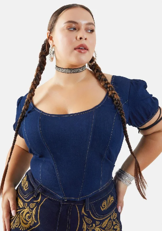 Unbeatable Prices Plus Rodeo Princess Denim Puff Sleeve Top