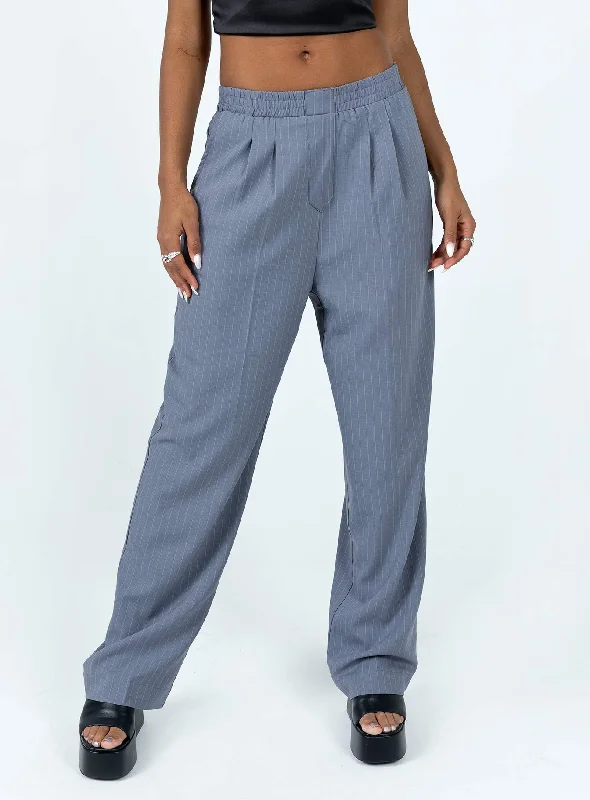 Chic And Trendy Agyness Pant Slate Pinstripe