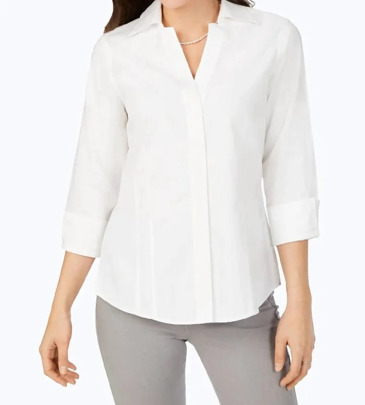 Latest Fashion for Women Taylor Essential Pinpoint No Iron Shirt In White