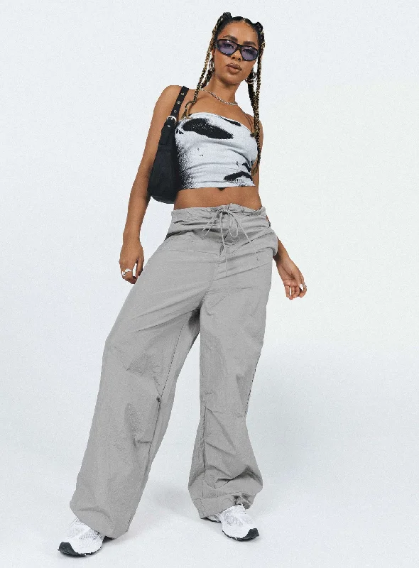 Relaxed Fit Women's Fashion Austin Parachute Pants Grey