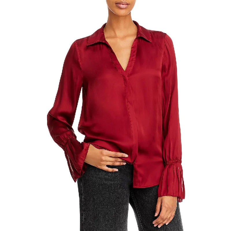 Women's Stylish Outerwear Abriana Womens Collared Bell Sleeve Button-Down Top