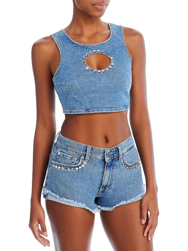 Woman Clothing Womens Cutout Cropped Shell