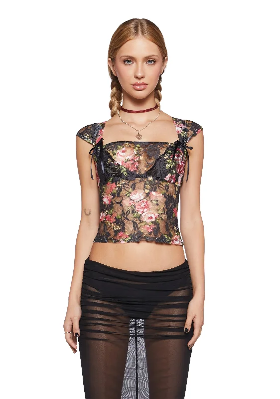 Comfortable Women's Outfits Bloom At Night Lace Top