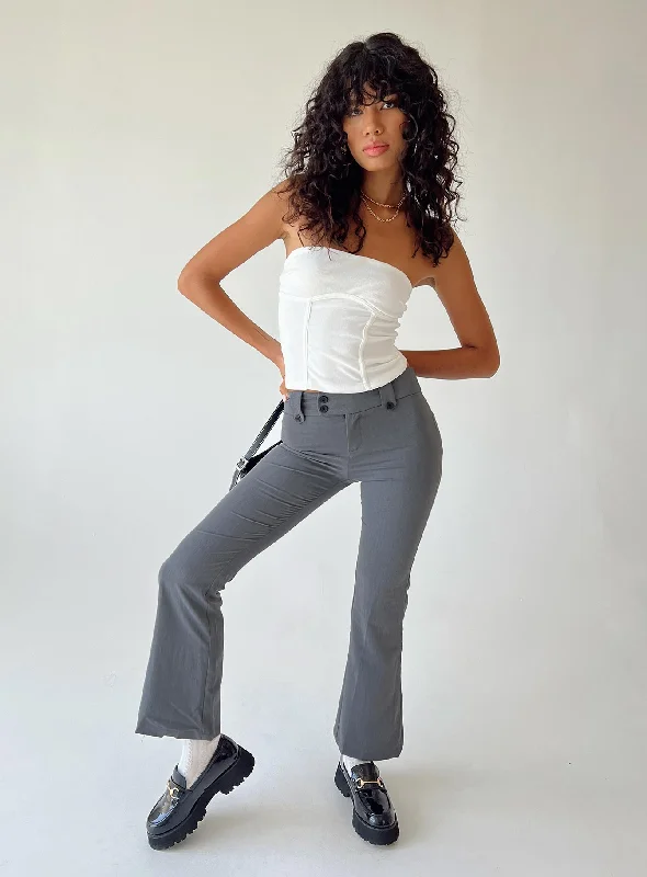 Stylish Statements Yianna Low Waist Flare Pants Grey