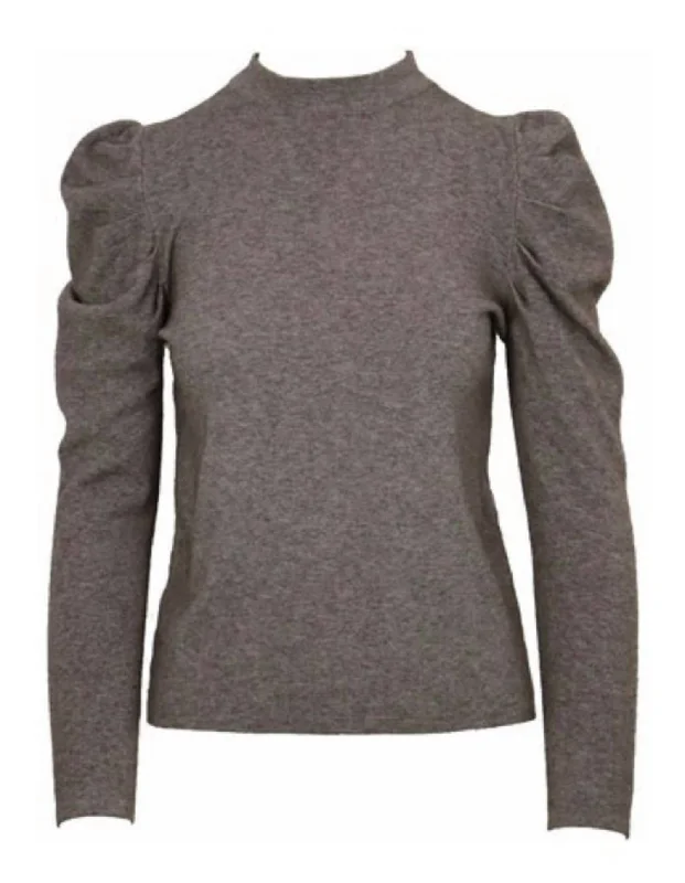 Trendy Boutique Online Victoria Bubble Sleeve Top In Taupe