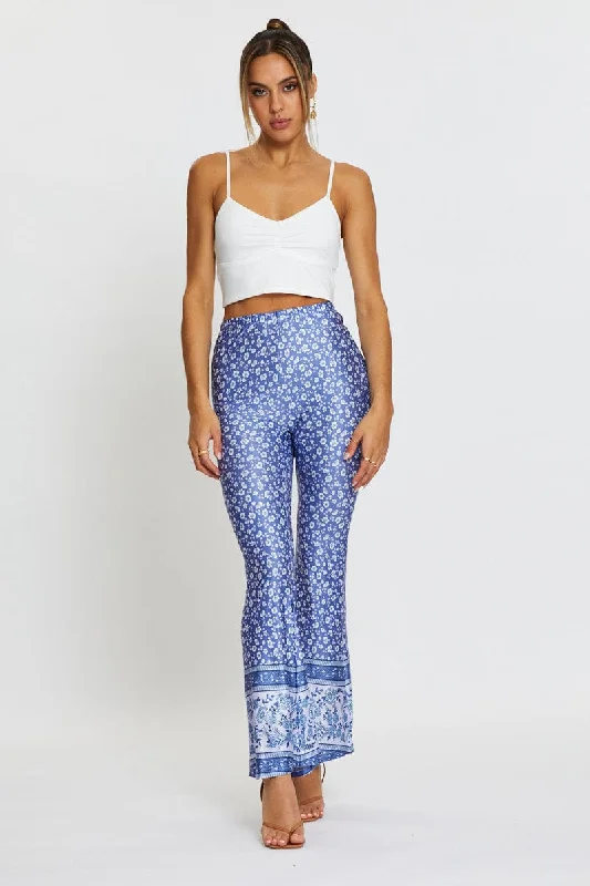 Forward Trendsetter Boho Print Pants Flare Leg