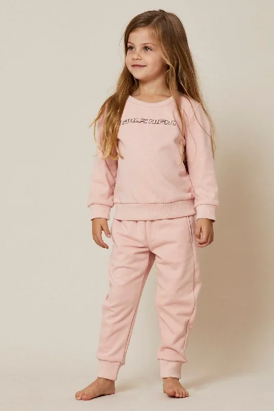 Fashionable Women's Wardrobe Pink Kids Track Pants