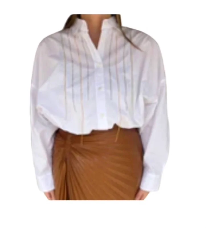 Affordable Fashion for Women Gold Metal Chain Shirt In White