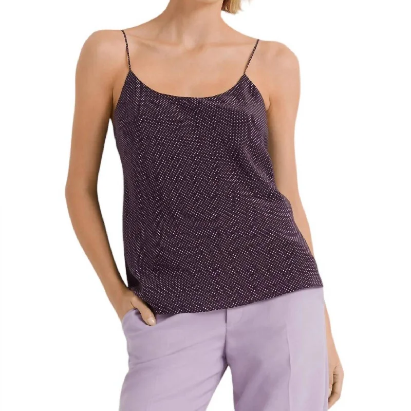 Chic Women's Clothing for Work and Travel Women's Polka Dot Silk Chemise Top In Purple