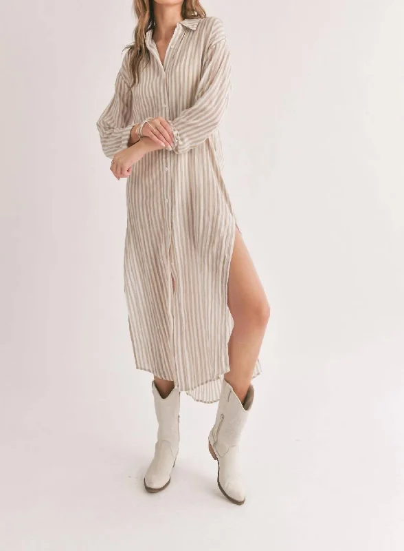 Best Sellers Sands Thin Stripe Duster Shirt In Ivory